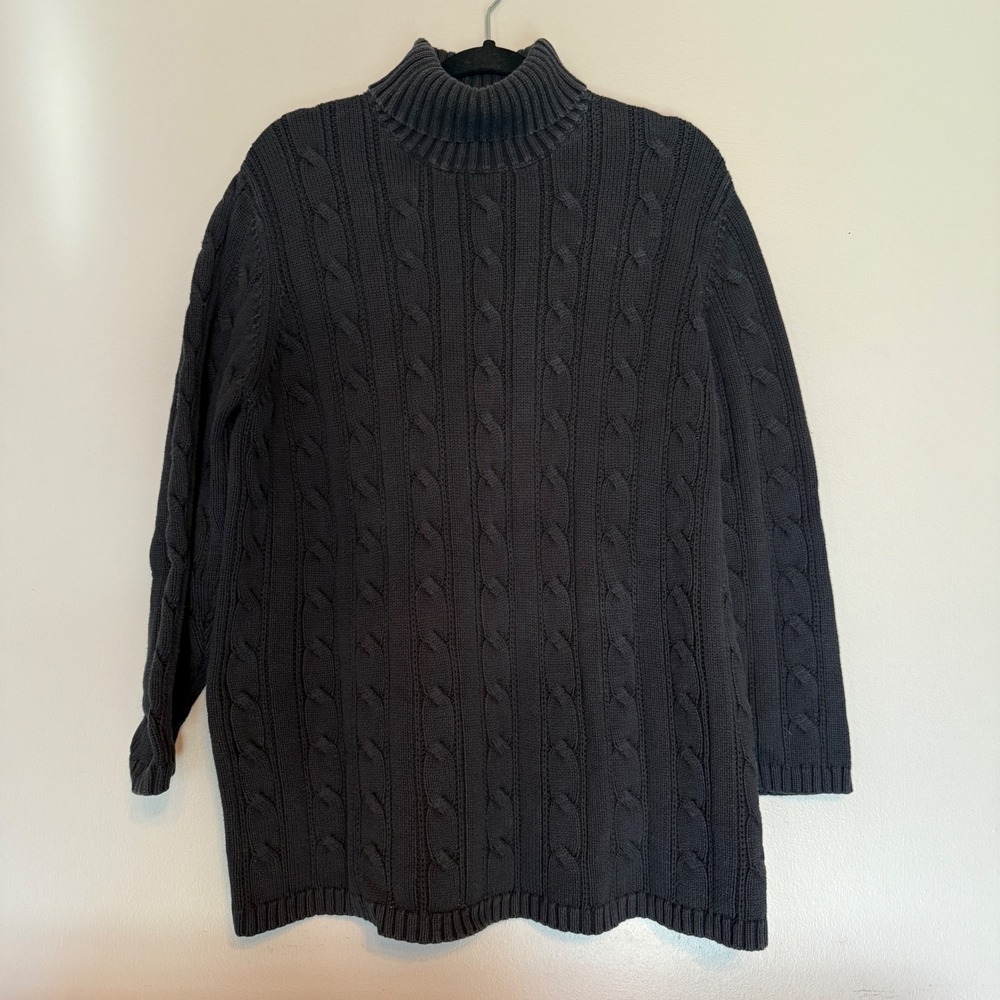 Lands End Fisherman‎ Cable Knit Sweater Preppy Coastal Classic Winter Layers XL